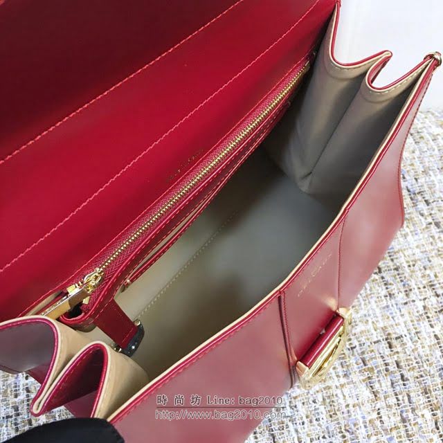 DELVAUX女包 德爾沃Brillant經典款 進口box牛皮 德爾沃女手提包 DV0028海棠紅 大號Delvaux單肩包  fcs1108